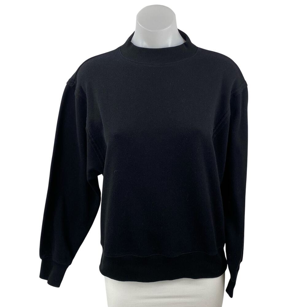 Alo Yoga Hazy Black Fleece Mock Neck Long Sleeve Sweater Sweatshirt Top Size XS